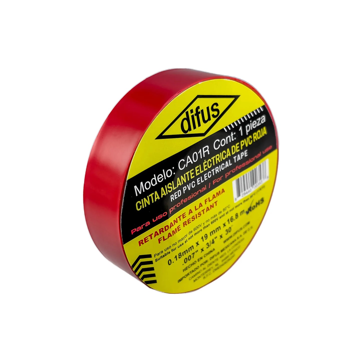 Paquetes de 10 Cintas Aislantes Eléctrica de PVC Rojo 16.8 m