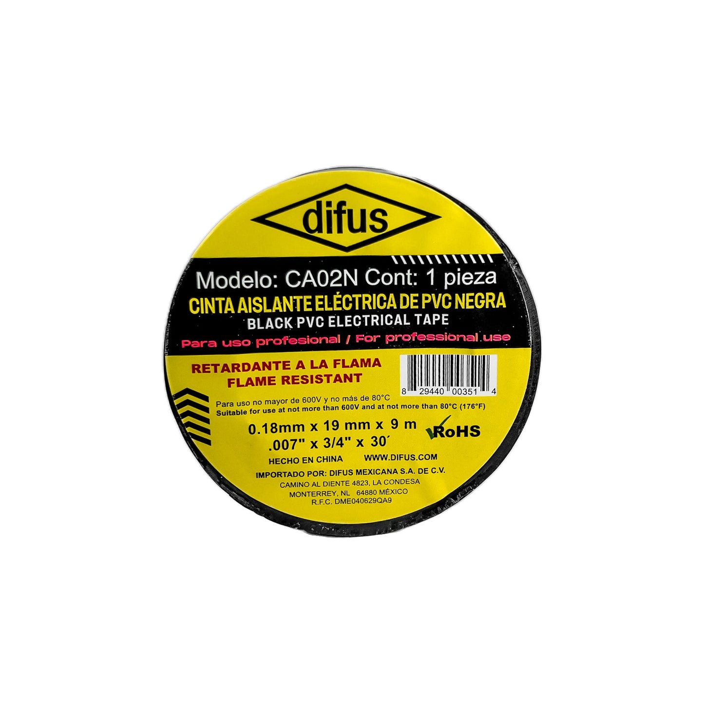 Paquetes de 10 Cintas Aislantes Eléctrica de PVC Colores 9 m