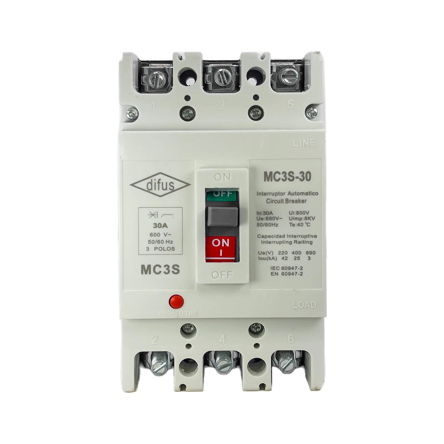 Gabinete con Interruptor Automático 3 Polos 30 A.