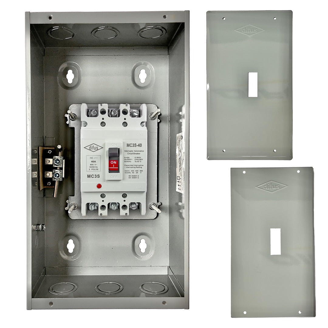 Gabinete con Interruptor Automático 3 Polos 225 A. a Sobreponer