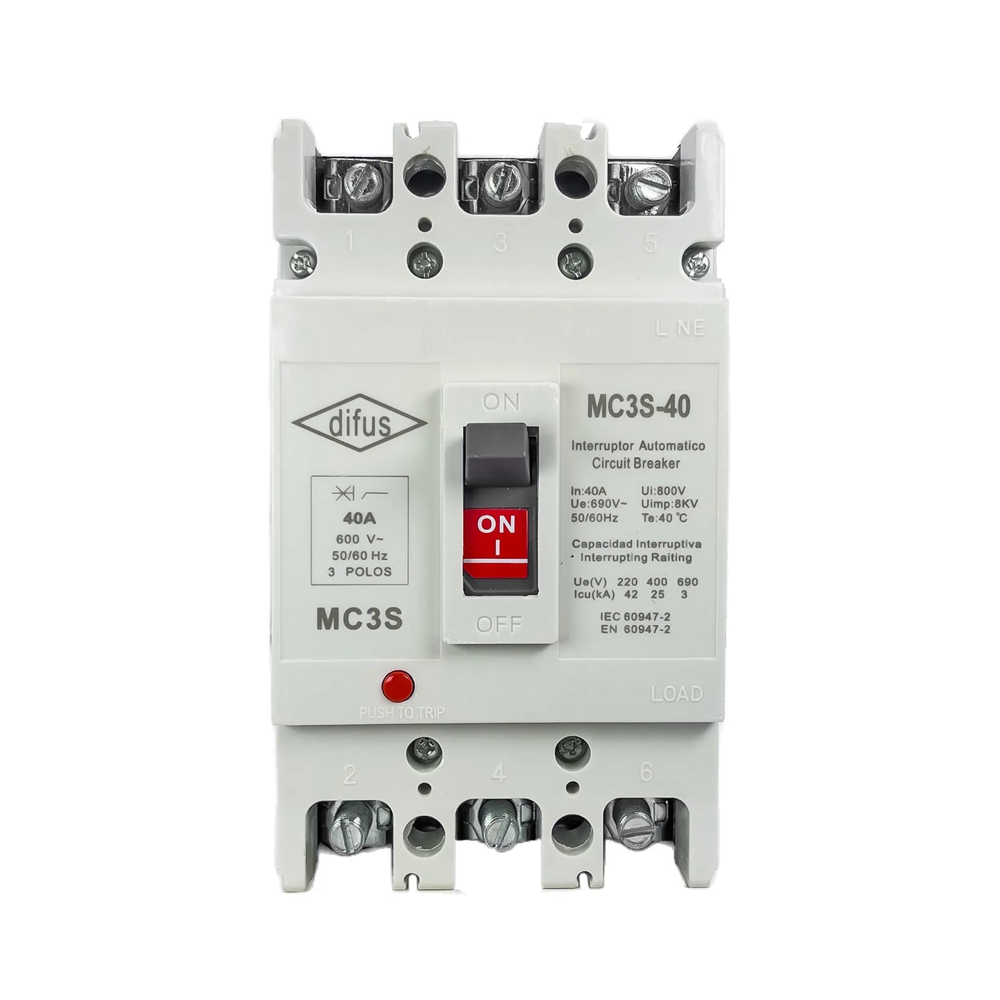 Gabinete con Interruptor Automático 3 Polos 40 A.