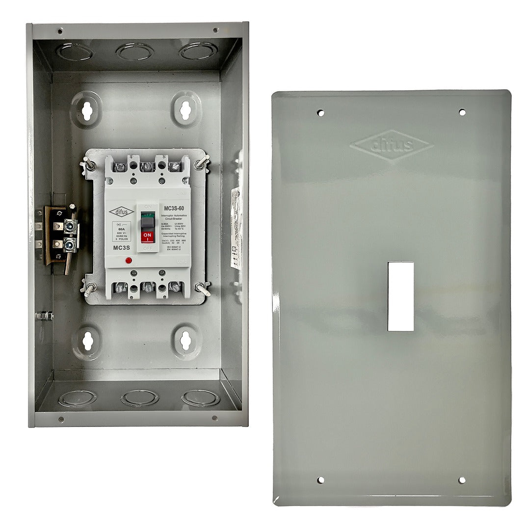 Gabinete con Interruptor Automático 3 Polos 50 A. de Empotrar