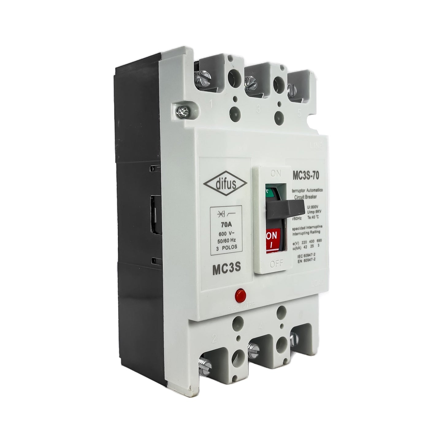 Gabinete con Interruptor Automático 3 Polos 60 A.