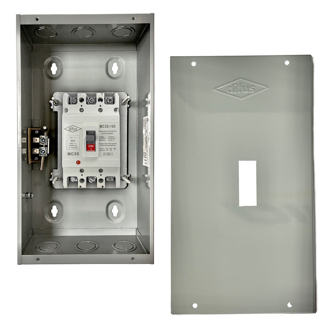 Gabinete con Interruptor Automático 3 Polos 70 A. a Sobreponer