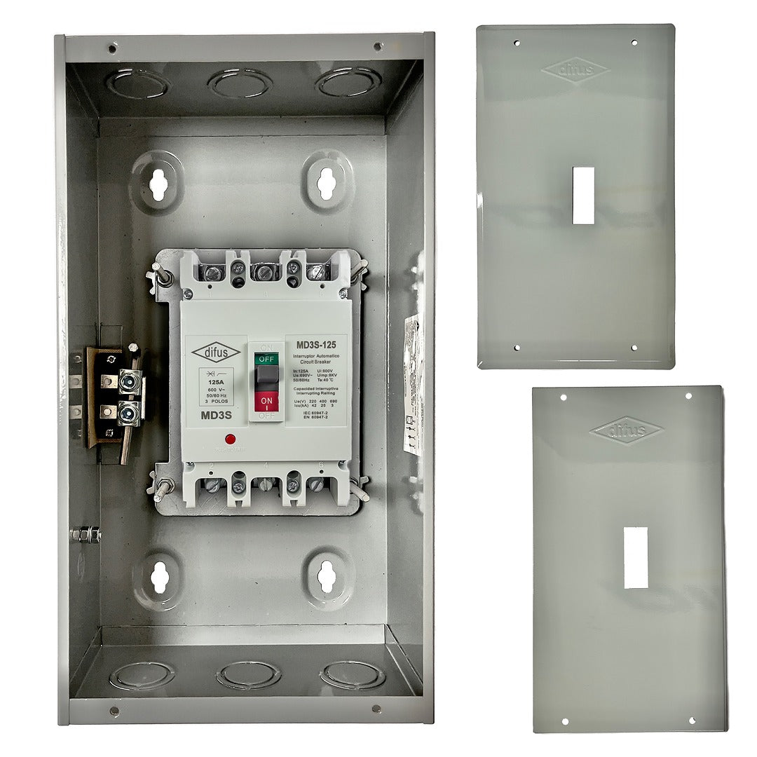 Gabinete con Interruptor Automático 3 Polos 100 A. de Empotrar o a Sobreponer