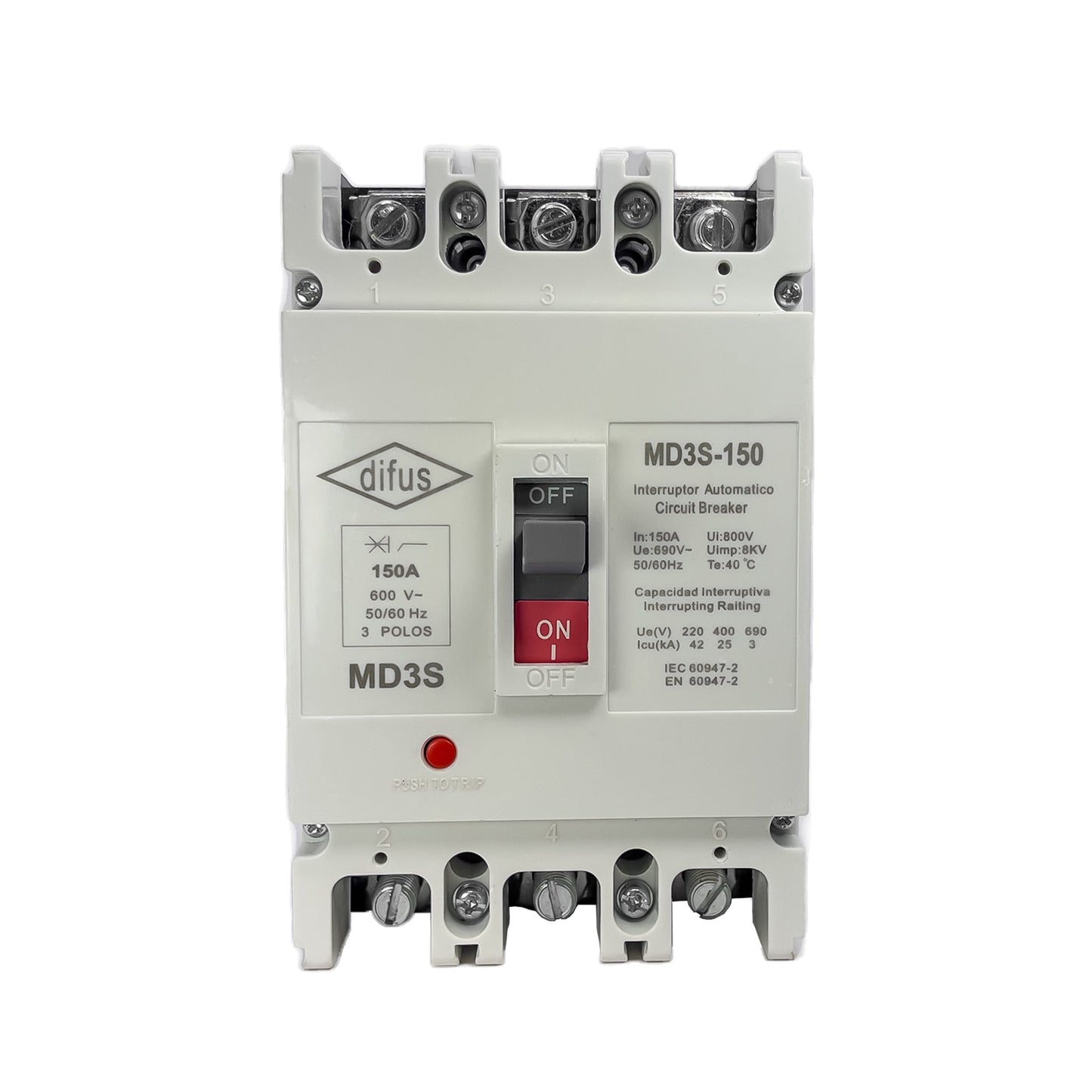 Gabinete con Interruptor Automático 3 Polos 125 A.