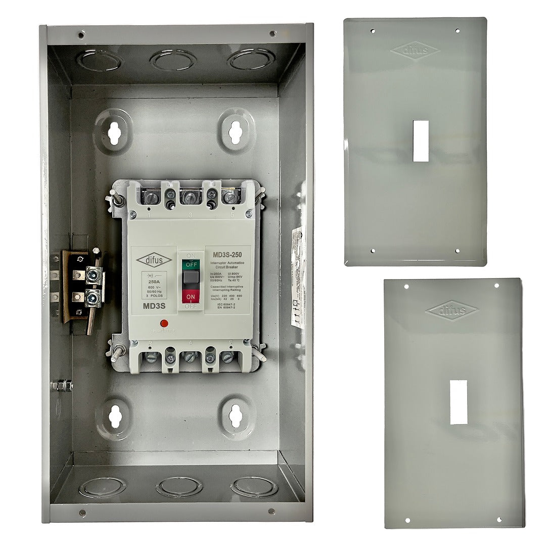 Gabinete con Interruptor Automático 3 Polos 225 A. de Empotrar o a Sobreponer