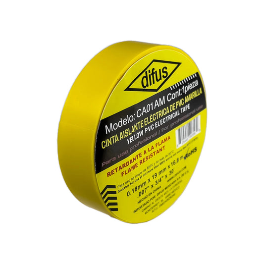 Paquetes de 10 Cintas Aislantes Eléctrica de PVC Amarillo 16.8 m