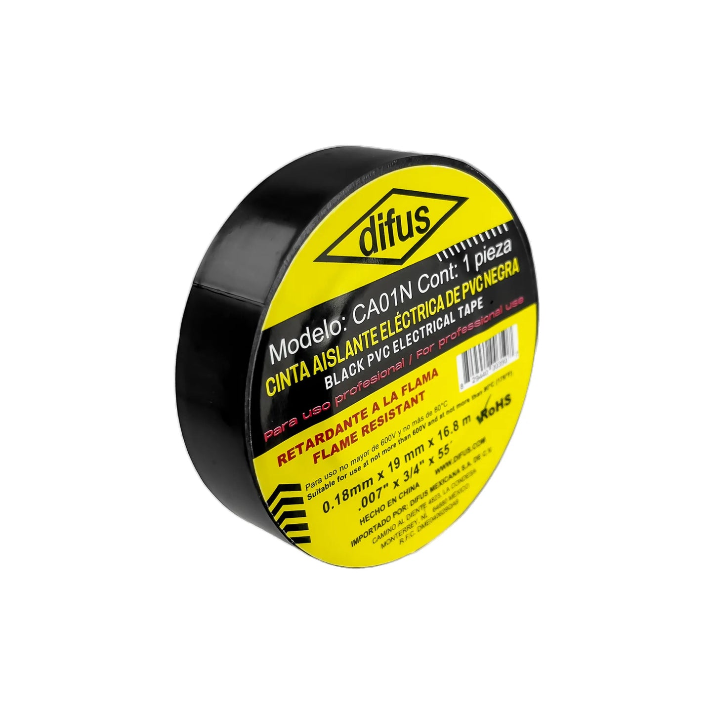 Paquetes de 10 Cintas Aislantes El√©ctrica de PVC Negra 16.8 m