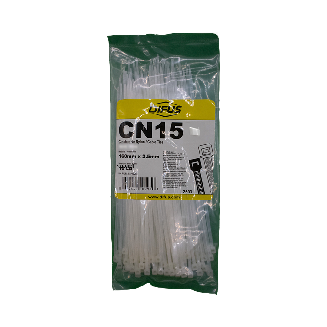 Bolsa de 100 Cinchos de Nylon. 6√ì 18LB Natural