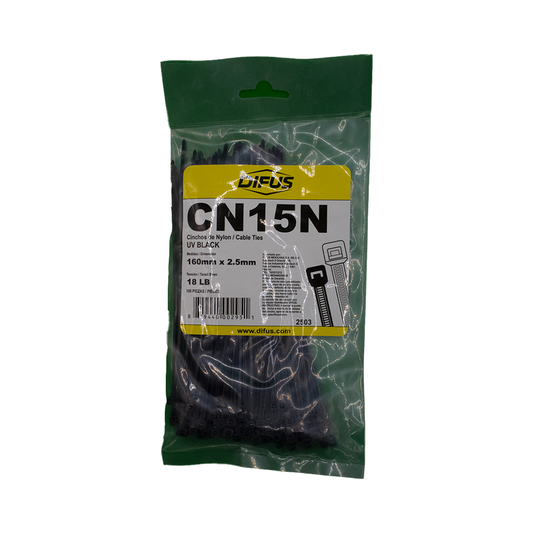 Bolsa de 100 Cinchos de Nylon. 6√ì 18LB Negro