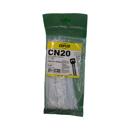 Bolsa de 100 Cinchos de Nylon. 8√ì 18LB Natural