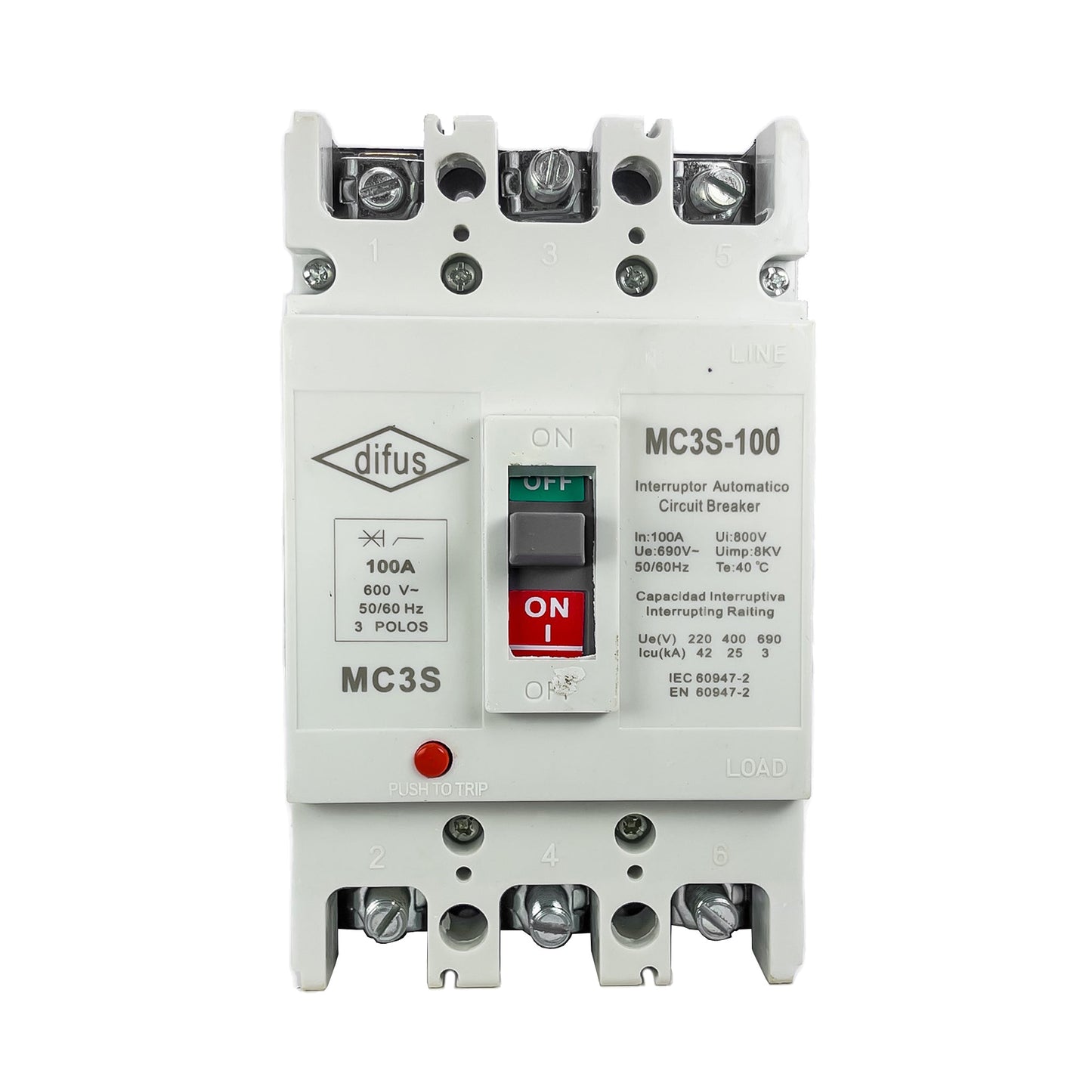 Gabinete con Interruptor Automático 3 Polos 80 A.