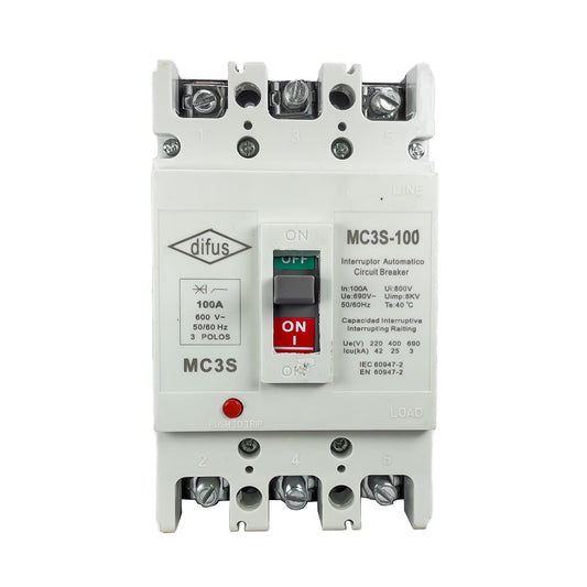 Gabinete con Interruptor Automático 3 Polos 80 A.