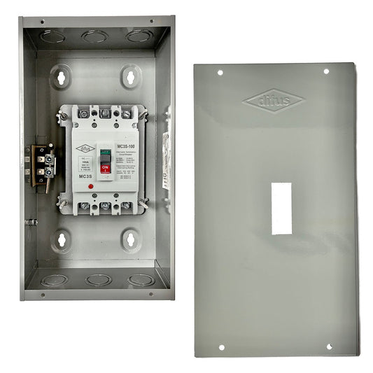 Gabinete con Interruptor Automático 3 Polos 80 A. a Sobreponer