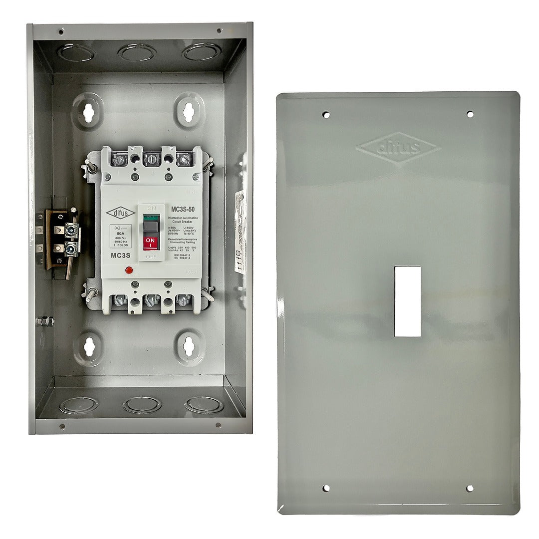 Gabinete con Interruptor Automático 3 Polos 40 A. de Empotrar