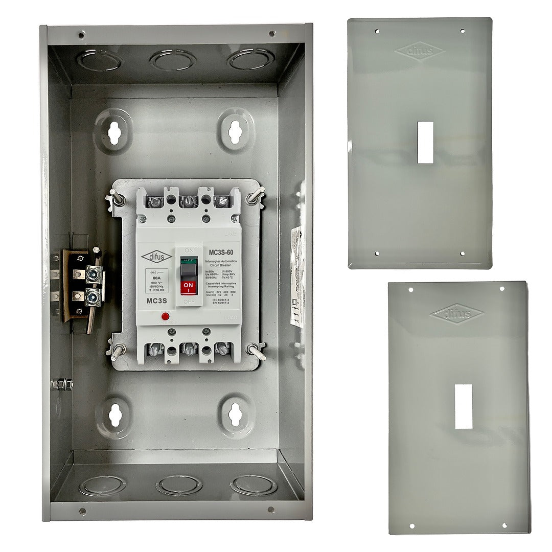 Gabinete con Interruptor Automático 3 Polos 50 A. de Empotrar o a Sobreponer