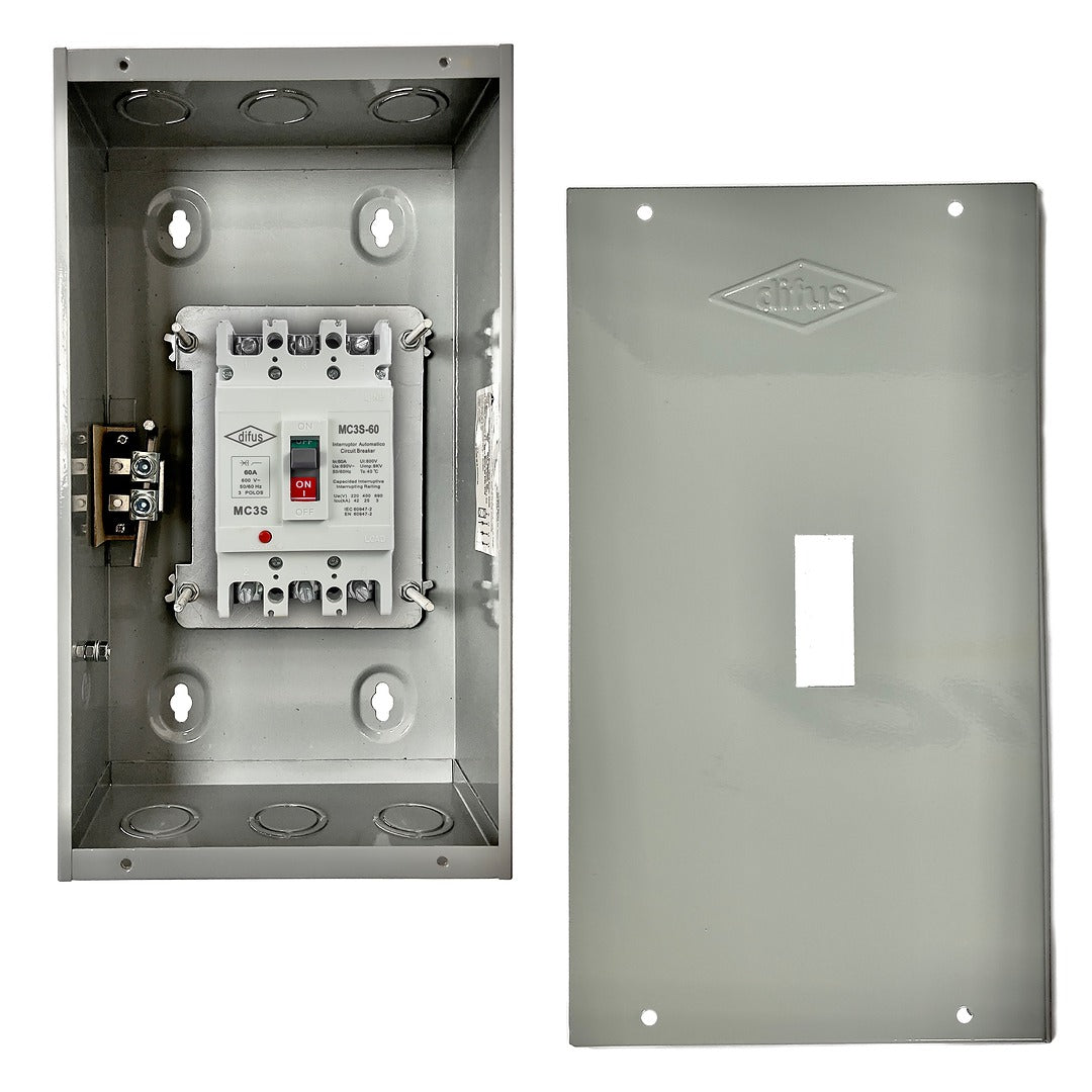 Gabinete con Interruptor Automático 3 Polos 50 A. a Sobreponer