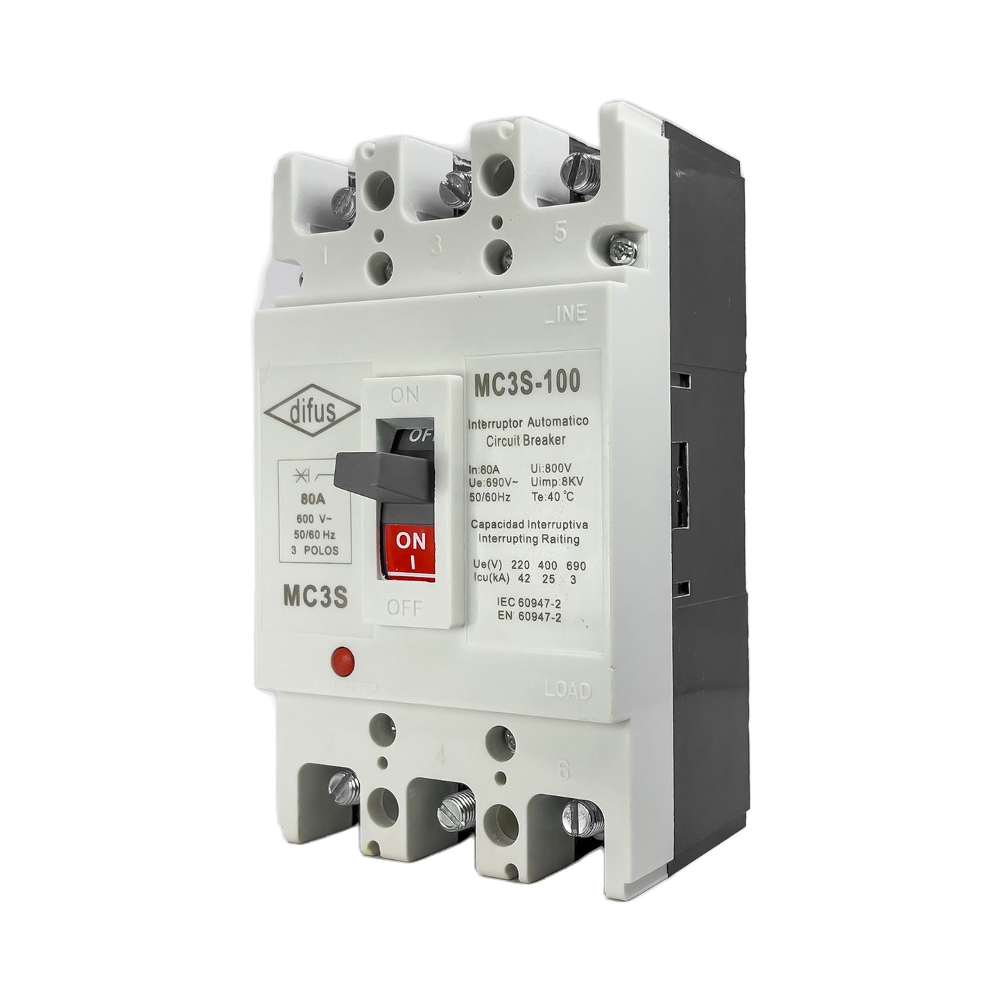 Gabinete con Interruptor Automático 3 Polos 70 A.