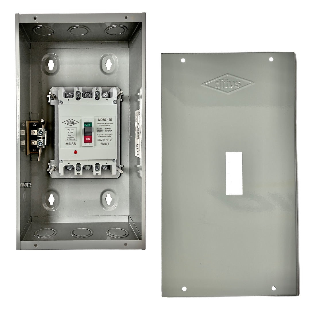Gabinete con Interruptor Automático 3 Polos 100 A. a Sobreponer