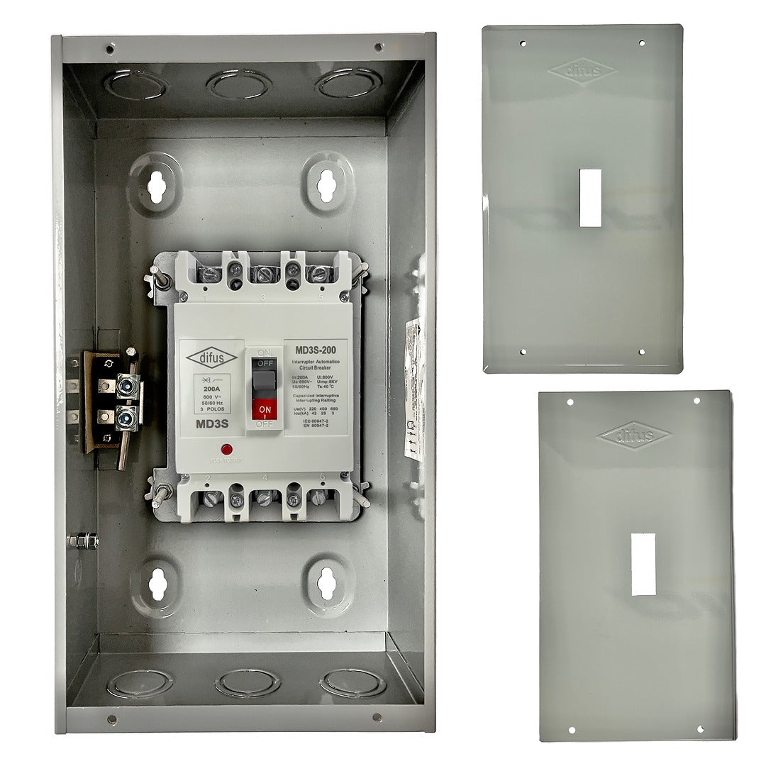 Gabinete con Interruptor Automático 3 Polos 175 A. de Empotrar o a Sobreponer