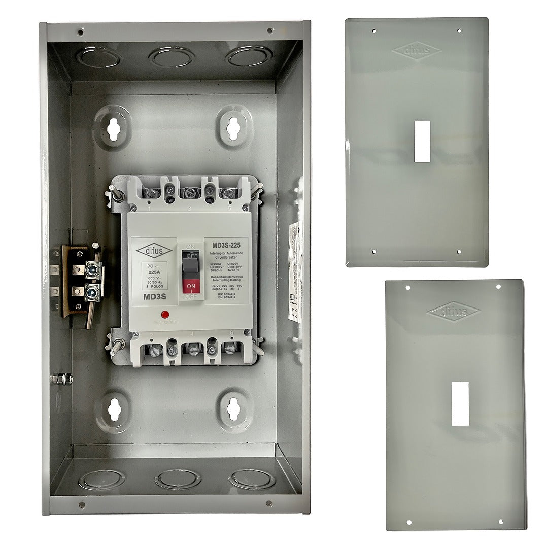 Gabinete con Interruptor Automático 3 Polos 200 A. de Empotrar o a Sobreponer