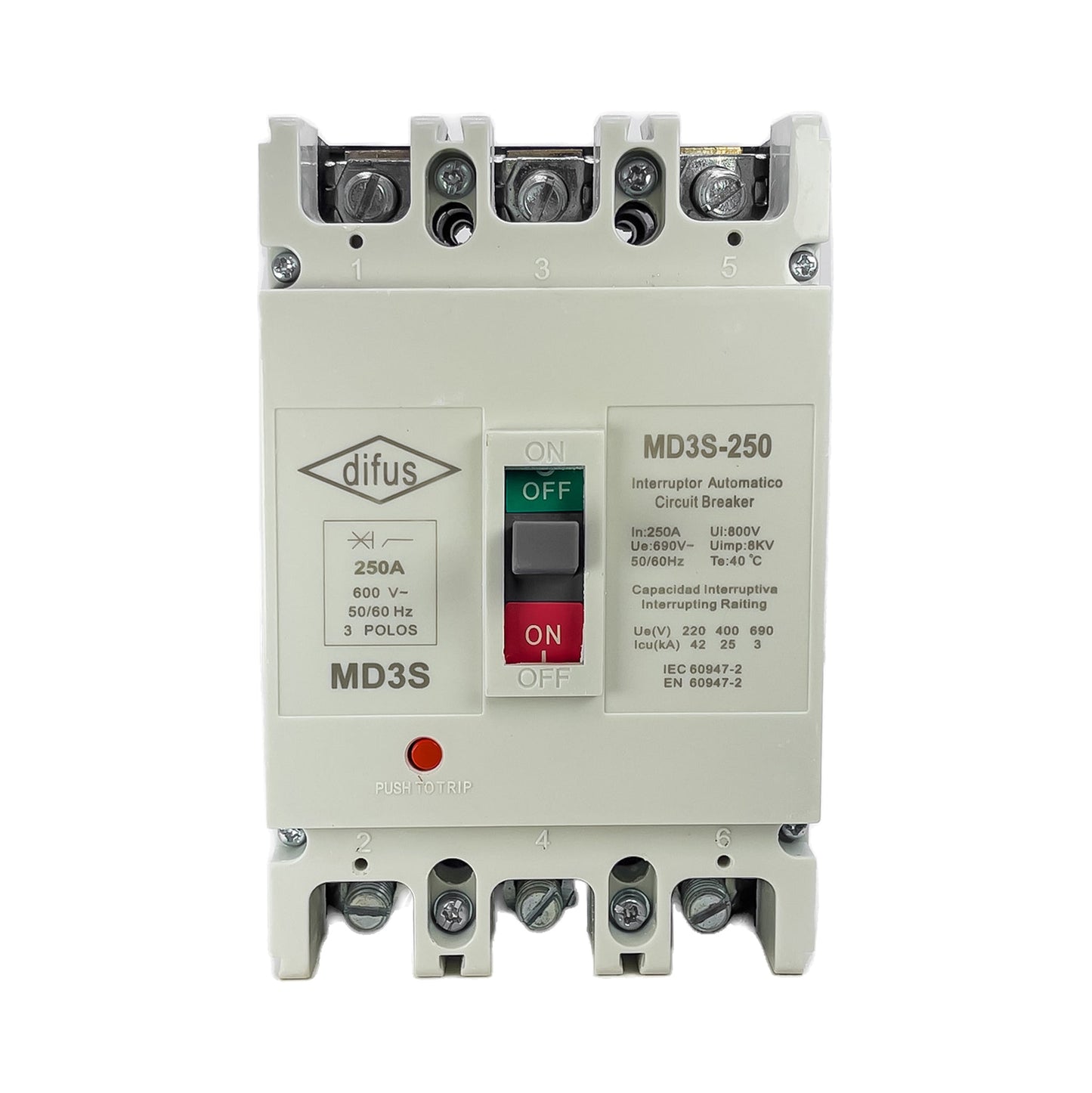 Gabinete con Interruptor Automático 3 Polos 225 A.