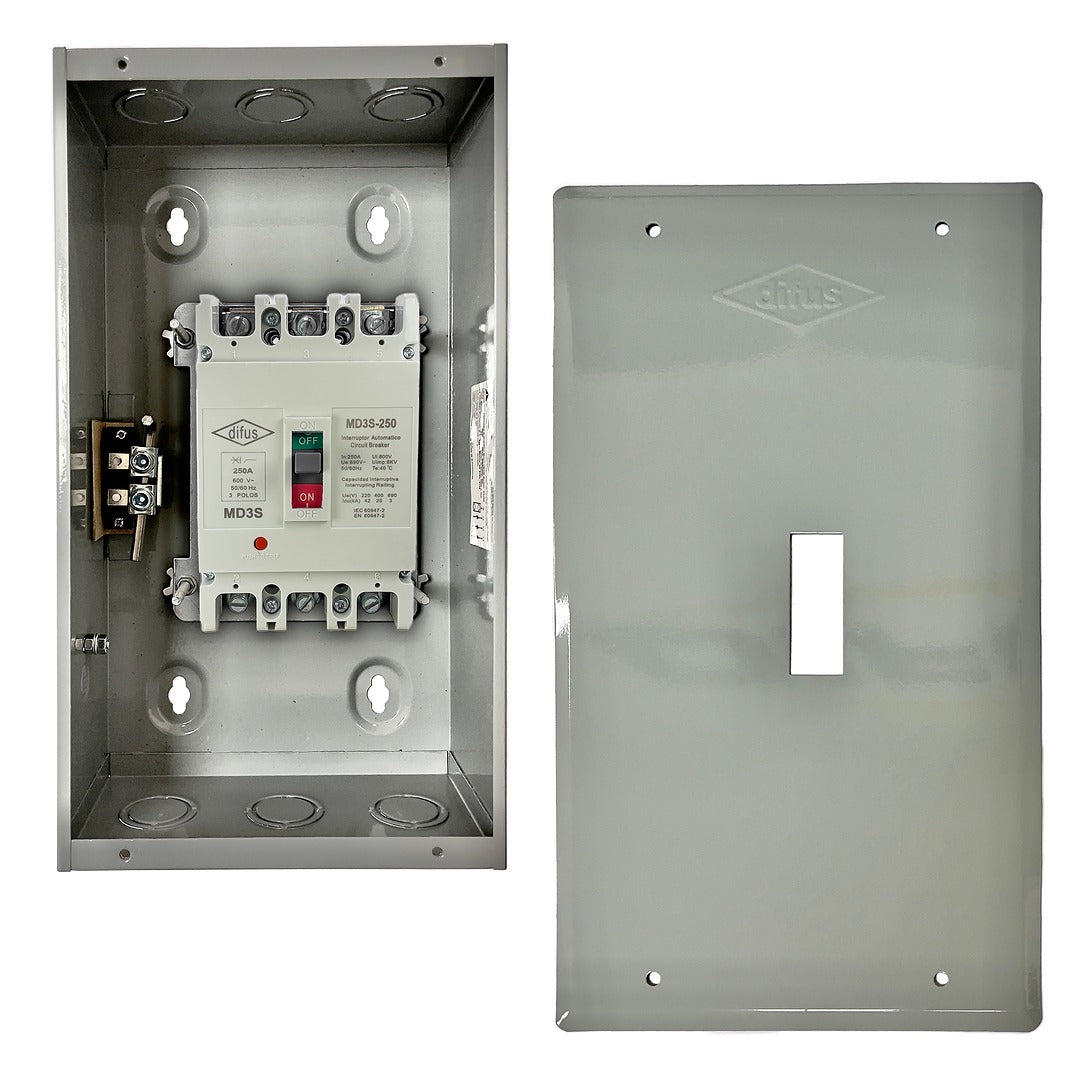 Gabinete con Interruptor Automático 3 Polos 225 A. de Empotrar